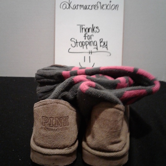 VS PINK Muk Luks Sweater Boots RARE - Picture 4 of 4